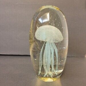 Vintage Paperweight Hand Blown Jellyfish Art Glass Paperweight